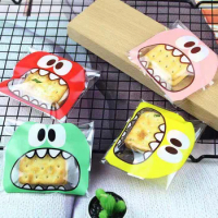 100pcs Cartoon Big Teech Mouth Monster Plastic Bag Wedding Cookie Packaging Self-adhesive Candy Gift Bag Cake Package Party Favo