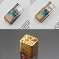 Custom Wooden Stamp Seals Handmade Resin Name Stamps Chinese English Name Image Photo Mini Portable Signature Carved Seal Gifts