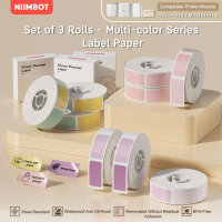 [Set 3 Gulung] Pelekat Label Warna Tulen NIIMBOT D11/D110/D101, Kuning/Hijau/Biru/Merah Jambu/Berwar