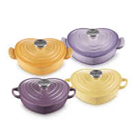 【Le Creuset】琺瑯鑄鐵鍋愛心燉飯淺鍋20cm(蜂蜜黃/藍鈴紫/含羞草黃/水晶紫)