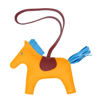 【Hermes 愛馬仕】Rodeo小羊皮撞色手工馬兒吊飾(中/黃)