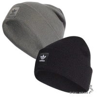 Adidas 毛帽 反折 小標 黑/灰 ED8712/IS4630