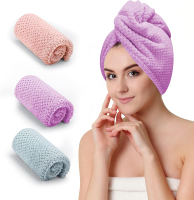 3 PCS Microfiber Hair Towel - Wraps for Wet Hair Anti Frizz Turbans for Curly Hair (Beige Khaki Grey
