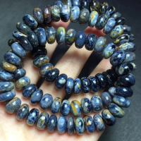 blue Pietersite stone roundel 8-9mm bracelet 7.5inch FPPJ wholesale beads nature A