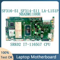 GH4UT LA-L151P Mainboard For Acer Swift 3 SF316-51 SF314-511 Laptop Motherboard NBABM1100H W/SRK02 I7-1165G7 CPU 100%Tested Good