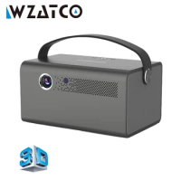 WZATCO T7 DLP 3D Projector Smart Proyector Bluetooth 5 300Inch Portable mini Android 9.0 WIFI Beamer Built-in battery 15600 mAh