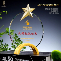 金屬五角星水晶獎杯定制獎牌刻字定做職業經理人月度季度冠軍頒獎