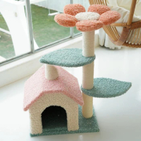 Nordic Pet Toy Climbing Frame for Pet Supplies Cat House Furniture Sisal Rope Post Grab Board Solid Wood High-rise Cat Tree