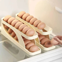 Scrolling Egg Rack Automatic Sliding Kitchen Anti-fall Eggs Storage Box Refrigerator Large Capacity Space Saver Egg Dispenser