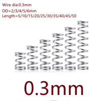 20pcs/lot 0.3mm 0.3*3/4/5/6*L Stainless steel compression spring wire diameter 0.3mm outer diameter 3-6mm length 5-50mm