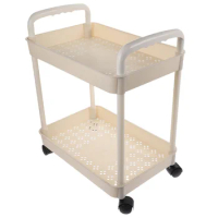 Plastic Movable with Handle Multi-Tier Rolling Shopping Cart Trolley Rolling Shopping Cart For Nursery Trolley Shopping Cart