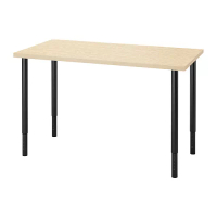MITTCIRKEL/OLOV 書桌/工作桌, 松木效果/黑色, 120x60 公分