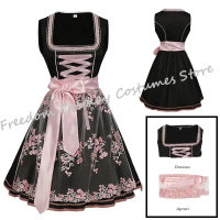 5XL Germany Munich Oktoberfest Vintage Beer Girl Dirndl Traditional Bavarian Costume Carnival Party 