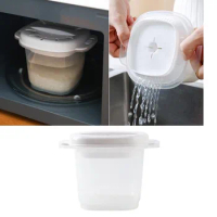 Home Kitchen Microwave Rice Cooker Multi-purpose Steamer Soup Bento Plastic Easy-to-clean Portable Lunch White Box