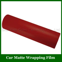 Red Matte Vinyl Wrap Film With Air Bubble Free Matt foil Car Wrap Sticker Self adhesive Vinyl Graphic Size: 1.52*30m/Roll