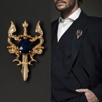 雙龍寶劍復古色胸針男士西裝襯衫領針配飾上衣開衫別針時尚潮個性