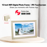 WiFi Digital Photo Frame 10 inch Touch Screen HD Display Wooden Picture Frame Wedding Gifts Share Photo via Frameo