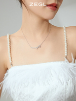 ZEGL設計師925純銀蝴蝶結項鏈女小眾設計感高級秋冬季鎖骨毛衣鏈