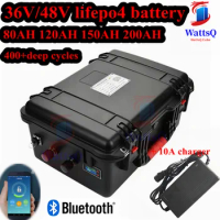 48V 100Ah 200Ah 36V 100AH 150Ah lifepo4 lithium battery bluetooth APP 5000w + 10A charger
