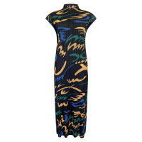 6301 One Size (45-75kg) Summer Sanzhai Printed Sleeveless WomenS Mid-Length Slim-Fit Pleated Bottomi