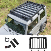 Aluminum Alloy Roof Luggage Rack Basket Metal Carrier Box Fit for Suzuki Jimny 2019-2022 Roof rack LED spotlight Car Accessories