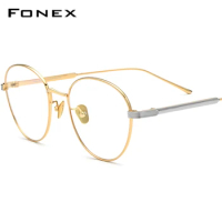 FONEX Titanium Glasses Frame Women Retro Round Eyeglasses Men Vintage Ultralight Eyewear F85683
