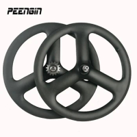 OEM Carbon Disc/V Brake 6 Bolts 3 Spoke 451 Carbon Road Wheel 23mm Width 20 Inch Tri Spoke Wheels Track Fixed Gear 20er Wheelset