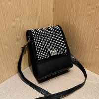 Small Bag for Women with Inlaid Diamonds, New Year's Model, Phone Bag with Hot Stamping Diamonds, Si