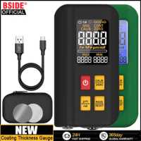 BSIDE New Coating Thickness Gauge Rechargeable Car Paint Film Thickness Tester Tool 0.1micron/0-1500µm Fe/NFe MAX/MIN Measuring