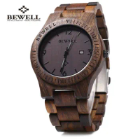Bewell ZS-W086B Luxury Brand Wood Watch men Analog Quartz Movement Date Waterproof Male Wristwatches relogio masculino