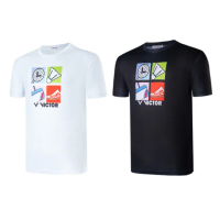 【VICTOR 勝利體育】四格羽球 T-Shirt 中性款(T-2303 A白/C黑)