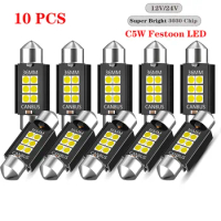 DXZ 10Pcs C5W LED Bulbs Canbus Festoon-31MM 36MM 39MM 41MM 3030 chip C10W NO ERROR Car Interior Dome Light Reading Light 12V/24V