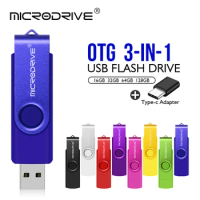 3 in 1 OTG Usb flash drive 256G 128GB 64GB Pendrive 32GB 16GB memory Stick 8GB 4GB Pendrive cle usb 2.0 key with Type C Adapter