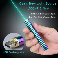 500-510nm Cyan Laser Pointer 532nm Green laser pen 650nm Red Laser Built-in USB Rechargeable Beam Pointer Pen