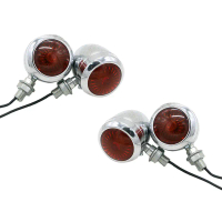 Lampu Isyarat Belok Motosikal, Krom, Mentol Lampu LED, 4 Keping, Untuk Harley dan Cafe Racer