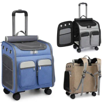 Pet Suitcase Cat Backpack Small Dog Stroller Backpack Pet Transport Bag Trolley Cage Animal Transport Vehicle Dog Suitcase