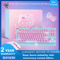 Razer Sanrio HelloKitty 50th Anniversary Limited Edition Mechanical Backlit Keyboard and Dual Wireless Gaming Mouse Gift Box Set