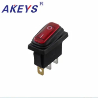 10 PCS KCD3-101FS-DV 3 pins 2 Position Waterproof (on)-off-on momentary rocker switch with red light