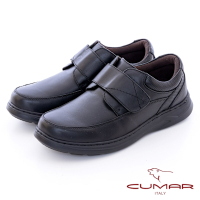【CUMAR】舒適推薦頂級柔軟皮革魔術氈氣墊鞋-黑色