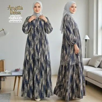 Angita Dress Gamis Wanita Rayon Premium Busui Friendly LD 110 Outfit Pesta Muslim Elegan Kekinian An