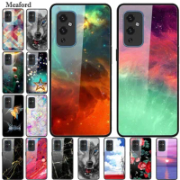 Glass Case For Oneplus 9 Tempered Hard Phone Cover For Oneplus 9 Pro LE2113 Cartoon Capa Luxury For Oneplus9 9 9Pro Shells Coque
