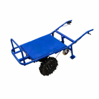 Household Industrial Electric Small Cart 4 Wheels Platform Hand Cart Trolley Cargo Outdoor Garden Cart Dump Wagon Heavy Duty