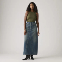 【LEVIS】長裙 牛仔長裙 中腰牛仔裙 丹寧裙 人氣新品 A8727-0014