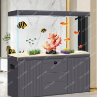 Super White Fish Tank Aquarium Hallway Bottom Filter Large Floor Home Smart Living Room