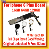 Motherboard With or Without Touch ID for iPhone 6 Plus, 5.5 "Mainboard, 4G Plate, No ID Account, 16GB, 64GB, 128GB Tested Well