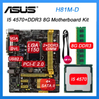 ASUS H81M-D LGA 1150 Motherboards kit with intel Core I5 4570 cpus and DDR3 DIMM 8G Intel H81Motherboard set PCI-E 2.0 USB2.0