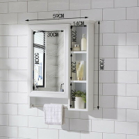 浴室鏡櫃掛牆式鏡箱帶置物架洗手間梳妝鏡子防水儲物收納櫃衛生間【摩可美家】