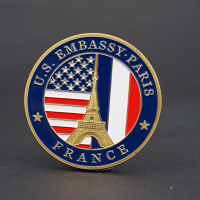埃菲爾鐵塔紀念章駐法國巴黎使館徽章創意金屬家居裝飾硬幣工藝品