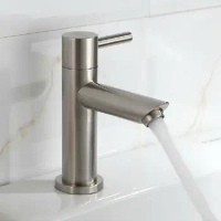 SUS 304 stainless steel single level sink faucet hot and cold basin mixer
