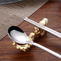 龍頭造型合金筷架筷枕 304不銹鋼筷子托金色筷子托筷子架分菜勺